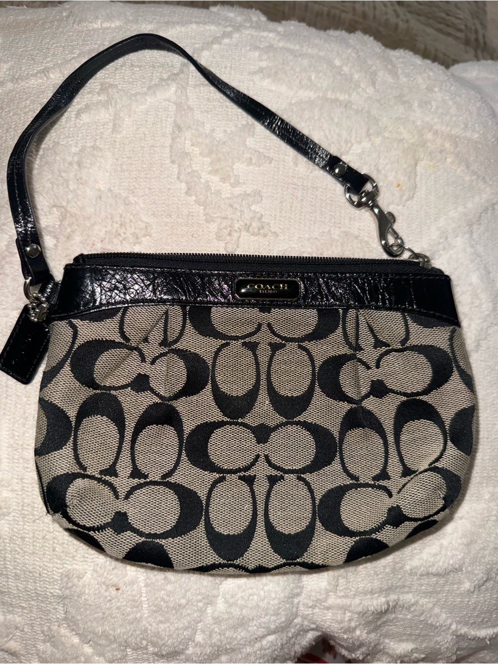 Coach Black Signature Canvas Wristlet